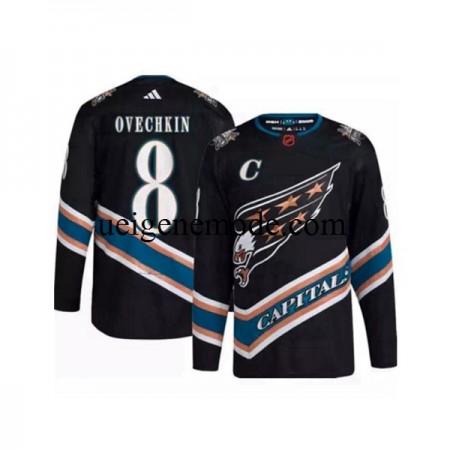 Herren Washington Capitals Eishockey Trikot Alex Ovechkin 8 Adidas 2022-2023 Reverse Retro Schwarz Authentic